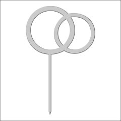 Топпер декоративный акриловый &quot;Кольца на палочке&quot; Серебро 10х8 см ТСК136