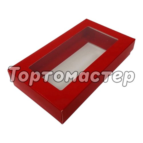 Коробка для дубайского шоколада с окном красная 15,7х8,8х3 см 