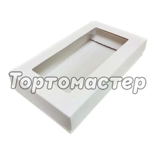 Коробка для дубайского шоколада с окном белая 15,7х8,8х3 см 