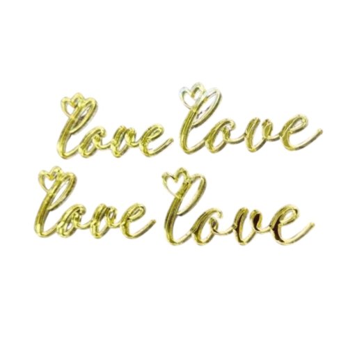 Набор топперов декоративных акриловый "Love" Золото 6х3 см 4 шт 