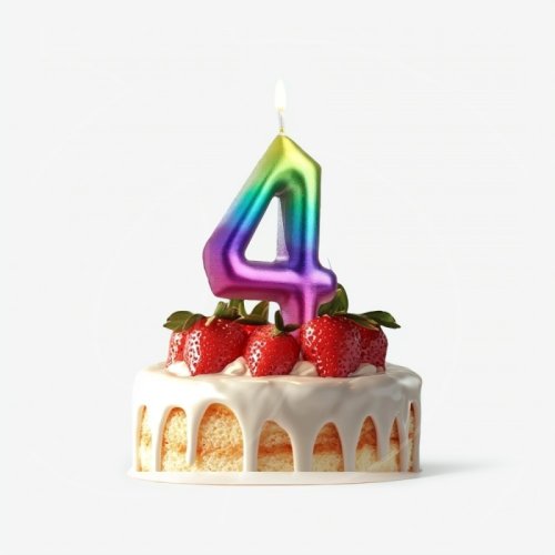 Свеча декоративная Цифра "4" Шар Радуга 5311071