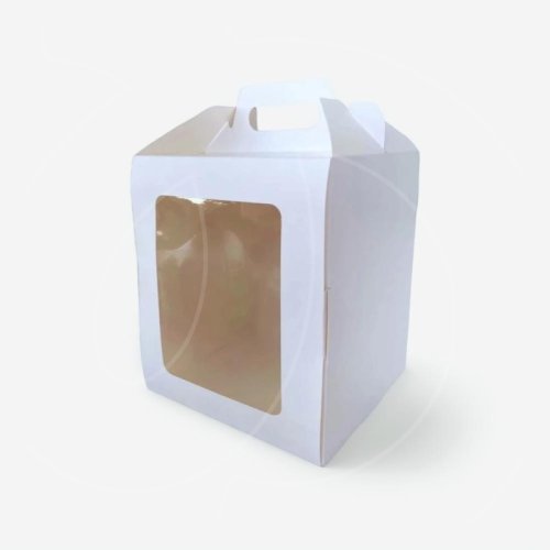 Коробка для торта/кулича с фронтальной загрузкой белая 15х15х18 см 5 шт КУ-00678, КУ-678