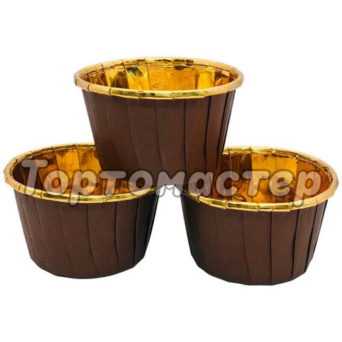 Капсула бумажная с подворотом Золото/Коричневый D50 H40 100 шт Past FB 50*40 (Brown/Gold)