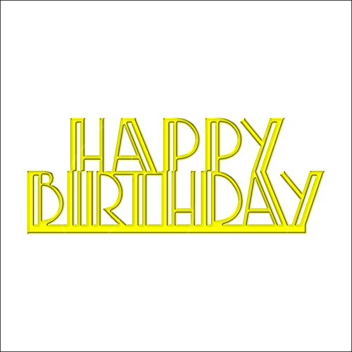 Топпер декоративный акриловый "Happy Birthday" Золото 8х3 см ТСК205