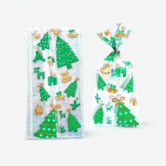 Пакетик прозрачный для сладостей "Ёлочки" 27х13 см 10 шт пак-16	