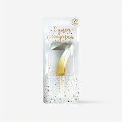 Свеча декоративная Цифра "7" Золото-Серебро 4487