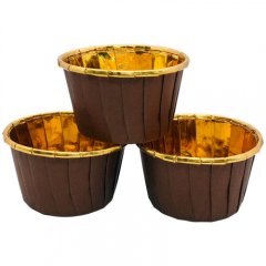 Капсула бумажная с подворотом Золото/Коричневый D50 H40 100 шт Past FB 50*40 (Brown/Gold)